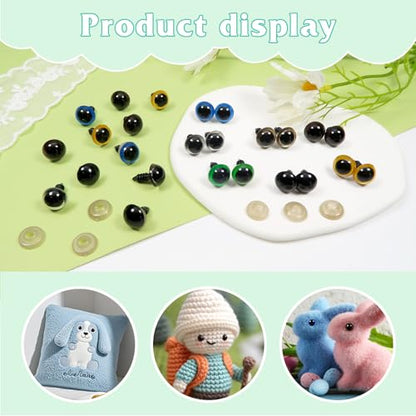 TOAOB 140pcs 12mm Colorful Plastic Safety Eyes Craft Eyes with Washers for Stuffed Animals Amigurumis Crochet Bears Dolls Making - size: 12mm