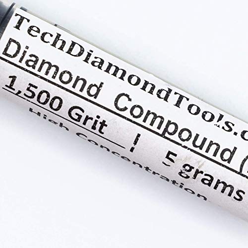 TechDiamondTools Diamond Polishing Paste & Lapping Compound — 1500 Grit (6-12 Micron) | USA Made | Oil-Based Syringe | Metal, Glass, Gemstone, Knife, Jewelry | 50% Diamond Powder Concentration - size: 1,500 Grit / 6-12 Microns