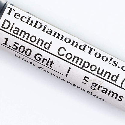TechDiamondTools Diamond Polishing Paste & Lapping Compound — 1500 Grit (6-12 Micron) | USA Made | Oil-Based Syringe | Metal, Glass, Gemstone, Knife, Jewelry | 50% Diamond Powder Concentration - size: 1,500 Grit / 6-12 Microns