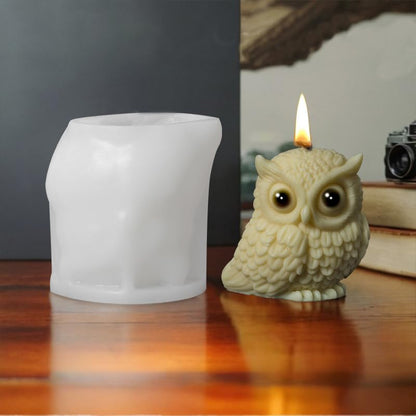 Cestony 4Pcs 3D owl Shape Candle Silicone Molds for Making Candle Resin Pillar Aromatherapy Candles Wax Soap Flower Specimen Clay Craft