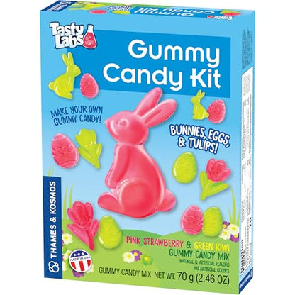 Thames & Kosmos Tasty Labs Gummy Candy STEM Kit - Bunnies, Eggs & Tulips | Make Springtime-Shaped Gummy Candies, Explore Chemistry in Cooking, Easter Goodie