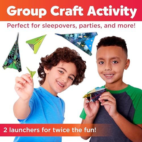 Creativity for Kids Stunt Squadron Fold & Launch Paper Airplanes: Create 80 Paper Airplanes, STEM Science Kit for Kids, Airplane Craft Kit for Kids, Gifts and Toys for Boys (Ages 6+) - style: Large Kit - 80 Airplanes