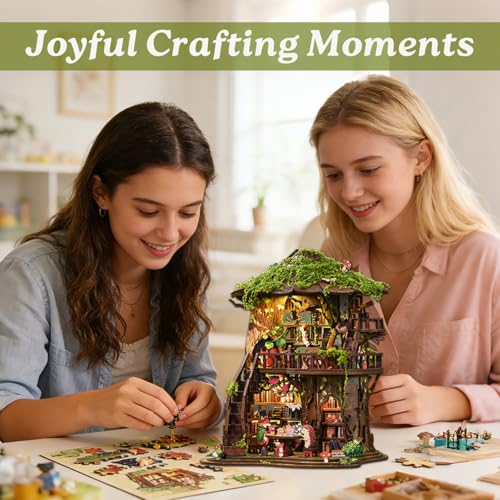 Music Park Book Nook for Adults, 3D Wooden Puzzle Forest Treehouse with LED - color: Forest Treehouse