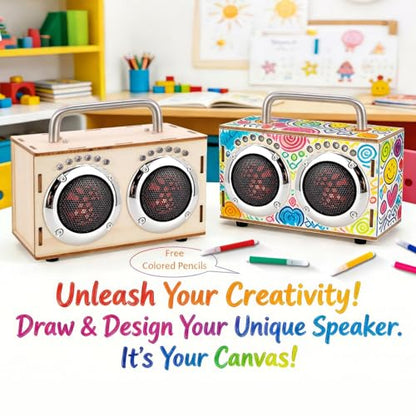 STEM Projects Kit for Kids & Adults Build Your Own Portable Wood Bluetooth Speaker Science Experiment Electronics Kit for Boys & Girls Ages 8-12 9 10 14 16-Chrome Back‑to‑School Birthday Gift - color: Chrome