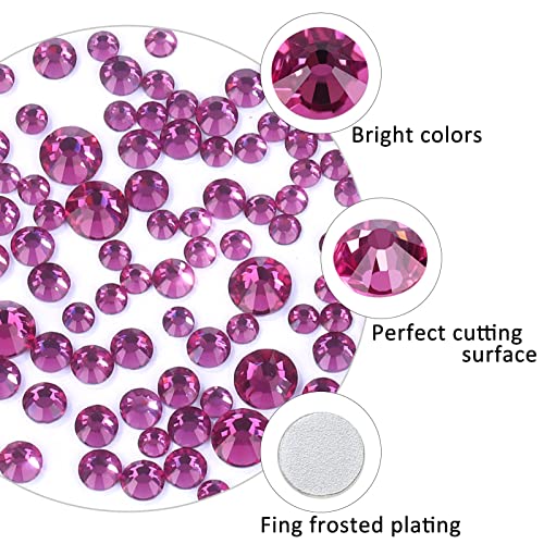 3792pcs Fuchsia Flatback Rhinestones for Bedazzling - color: Fuchsia