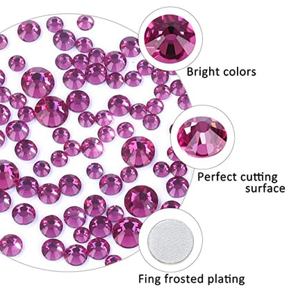 3792pcs Fuchsia Flatback Rhinestones for Bedazzling - color: Fuchsia