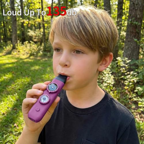 Multifunctional Survival Emergency Whistle for Kids with Compass Hiking Survival, Thermometer & Neck Lanyard | Emergency Safety Gear for Hiking, Camping, Kayaking, Boating, Climbing - color: rose purple