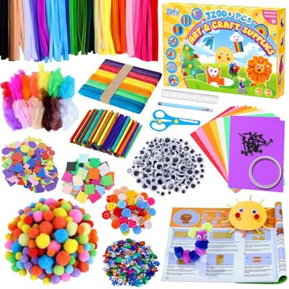 Zefy 3200+ Pcs Arts and Crafts Supplies for Kids, All in One Craft Kits - size: 3288 pcs