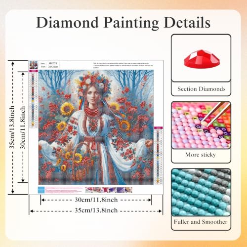 CHWGLFGG 5D Woman Diamond Art Kits for Adults Beginners 13.8x13.8 Inch - color: KM1074-1