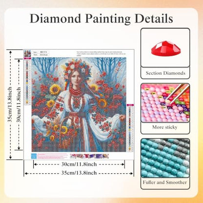 CHWGLFGG 5D Woman Diamond Art Kits for Adults Beginners 13.8x13.8 Inch - color: KM1074-1