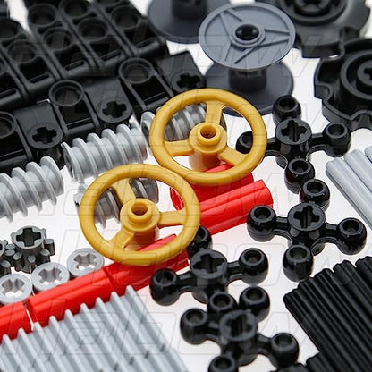 Habow 270pcs Technic-Parts Gears-Axle-Pin-Connector Compatible with Lego-Technic, Wheels Link Chain Gear Rack Steering Wheel Technic Bush Hook Tow Ball String Reel Differential. MOC Building-Blocks.