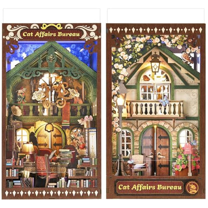 TOYQI Book Nook Kit, DIY Miniature Dollhouse Kit for Adults and Teens - color: Cat Affairs Bureau