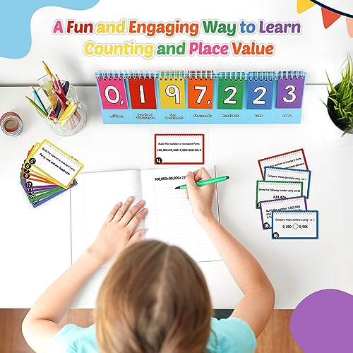 Aizweb Student Place Value Flip Chart,Math Manipulatives,Double-Sided with Whole Number & Decimals,1st 2nd 3rd Grade Classroom Must Haves,Homeschool Teacher Back to School Supplies Teaching Essentials - size: 3.9"×14.6"