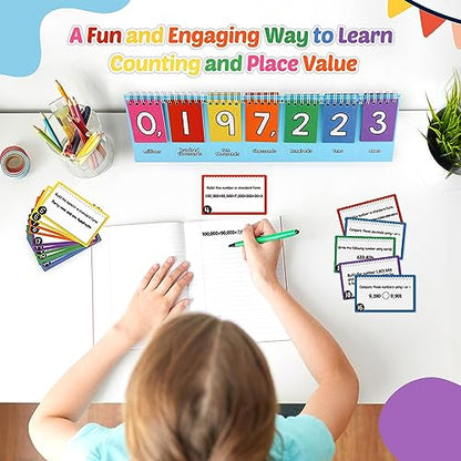 Aizweb Student Place Value Flip Chart,Math Manipulatives,Double-Sided with Whole Number & Decimals,1st 2nd 3rd Grade Classroom Must Haves,Homeschool Teacher Back to School Supplies Teaching Essentials - size: 3.9"×14.6"