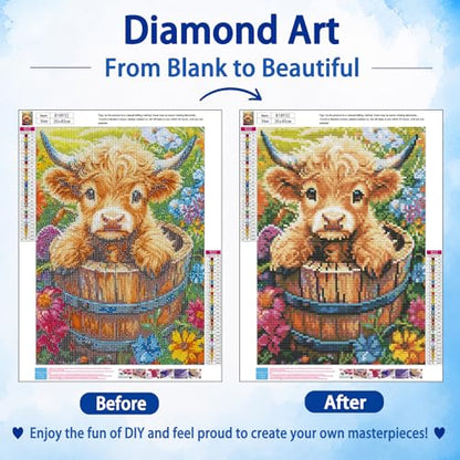 AUKELHJ Cow Diamond Art Kits for Adults, Diamond Painting, 12x16 Inch - color: 07-Cow, size: 12X16 inch