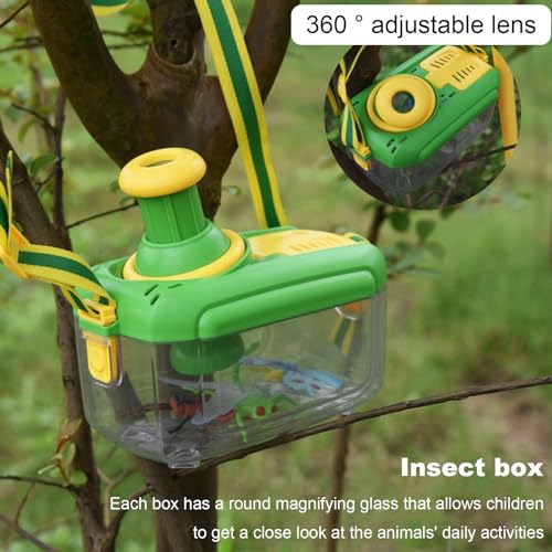 Bug-Catcher for Kids,Kids Bug-Catching Kit Gifts Kids Animal Catcher Kit with Viewer Box Butterflies Net Scissor Clip Tweezer Magnifying Glass Outdoor Nature Exploration Animal Catching Kit 1 Set