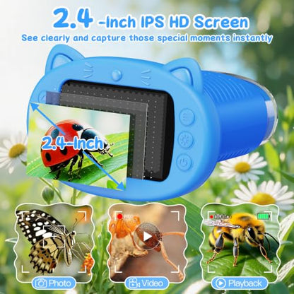SEEKID Kids Microscope,1000X Handheld Digital Microscope (Blue) - color: Blue