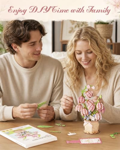 3D Flower Wooden Puzzles for Adults-Pink Lily of the Valley - style: TF - Pink Lily of the Valley