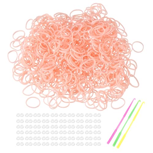 MECCANIXITY 1800 Pcs Loom Rubber Bands Kit with 75 Pcs S-Clips 3-Hooks Rubber Bands Refill Bracelet Making Kits for Weaving DIY Handcrafts Gift, Beige - color: Beige