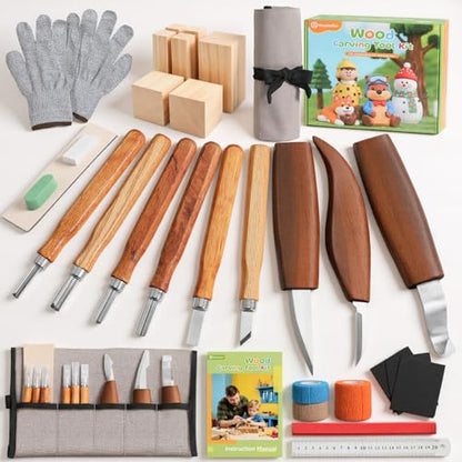 Housolution Wood Carving Kit with Carrying Bag, 30PCS Wood Carving Tools