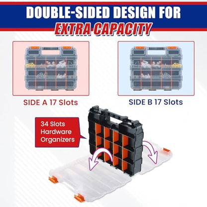 NYXOVA 2Pcs Small Parts Organizer, Hardware Organizer Box - color: Orange