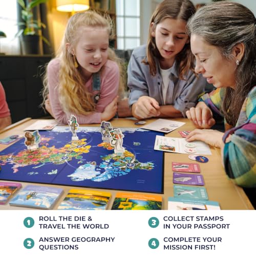 Stamp It! World Tour, Educational Map Geography Board Game for Kids 8-12