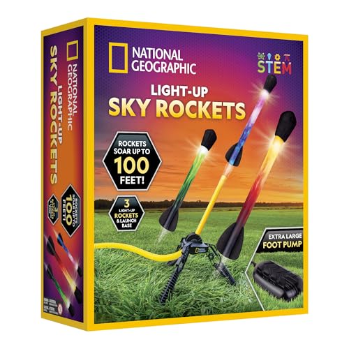 National Geographic LED Air Rocket Launcher Toy for Kids Ages 8-12 - style: Light-Up Air Rockets