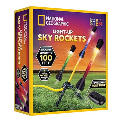 National Geographic LED Air Rocket Launcher Toy for Kids Ages 8-12 - style: Light-Up Air Rockets