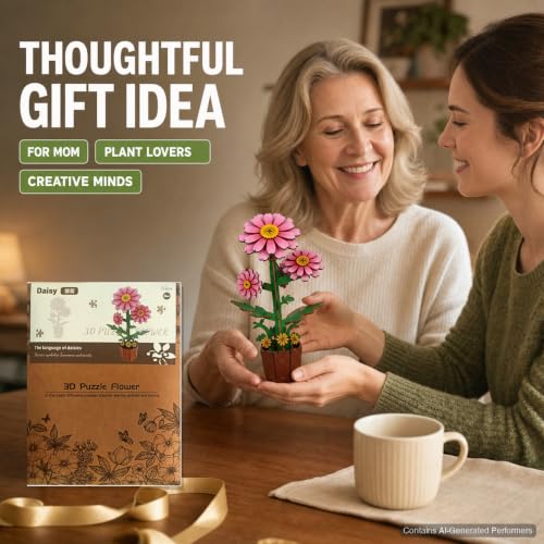 Evankin 3D Wooden Flower Daisy Puzzle Kit, DIY Bouquet Model - color: Daisy