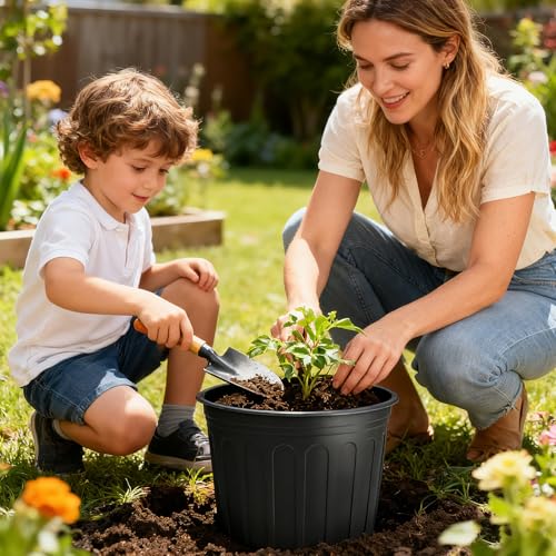 30 Pack 5 Gallon Plastic Nursery Pots,12.8 Inch Thickened Soft Plant Pots with Drainage Holes,Flower Planter Container for Seedlings Garden,Indoor and Outdoor - size: 5 gallon