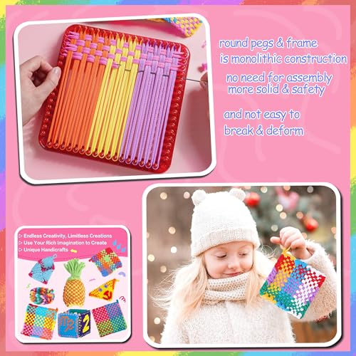 REENLIV Upgraded Weaving Loom Kit Toys for Kids & Adults, DIY Arts & Crafts - color: Red
