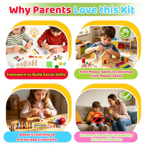 Kid Made Modern Arts and Craft Kit – A DIY 3.8 Pounds of Hobby Craft Supplies & Materials Box for Creative Art Projects for Kids Age 4 5 6 7 8 9 10 11 & 12 Year Old Girls & Boys - color: Creative Essentials Kit