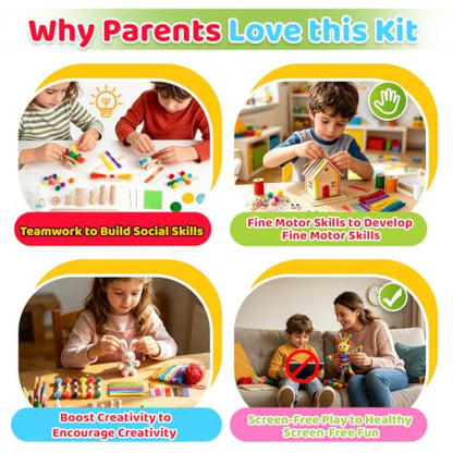 Kid Made Modern Arts and Craft Kit – A DIY 3.8 Pounds of Hobby Craft Supplies & Materials Box for Creative Art Projects for Kids Age 4 5 6 7 8 9 10 11 & 12 Year Old Girls & Boys - color: Creative Essentials Kit