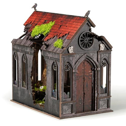 VORATHIS Book Nook Kit, 3D Wooden Puzzle for Adults(Lost Cathedral) - color: Lost Cathedral