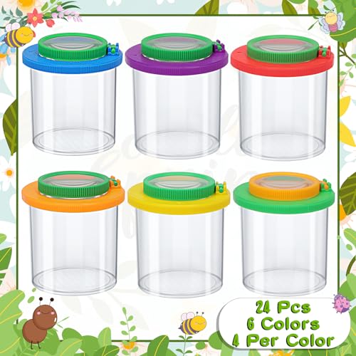 Coopay 24 Pcs Insect Bug Viewer for Kids - Bug Jars, Critter Insect Cage, Bug Container, Bug Catcher, Magnifying Insect Box for Children, Kids Science Nature Exploration Collecting Kit - style: 24 Pack Set