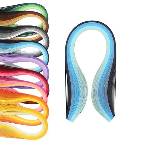 SHRJ 900Pcs Multi-Color Paper Quilling Strips Set 9 Colors Gradient Series Quilling Paper Strips 39cm Length for Decorating Gift Bags Card Making DIY Art Craft Width 3mm (0.12 in) - size: 3mm-0.12 in