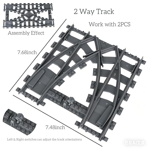 10IN1 (58PCS) Train Bridge Toy Track Accessory for Kids, Classic Railway Track Building Toy with Straight, Curved, Bracket, Cross & Bridge Tracks (Train Base 58PCS) - style: 10IN1 SET