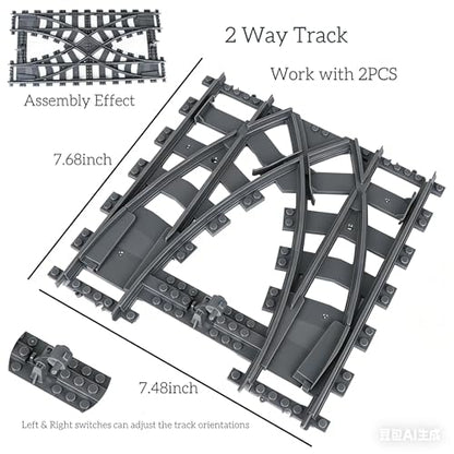 10IN1 (58PCS) Train Bridge Toy Track Accessory for Kids, Classic Railway Track Building Toy with Straight, Curved, Bracket, Cross & Bridge Tracks (Train Base 58PCS) - style: 10IN1 SET
