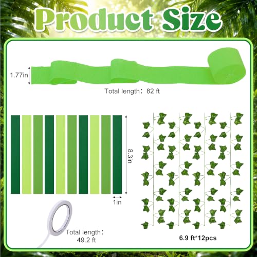 500 Sheets Green Paper Chain Strips and Vine Garland Set with Crepe Paper - color: Rainforest-500Pc