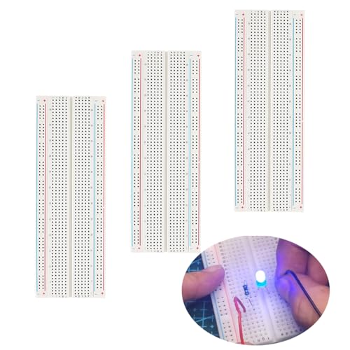 3pcs Breadboard 830 Point Solderless Prototype PCB Board Kit, Solderless Breadboard for Arduino Proto Shield Distribution Connecting Blocks.