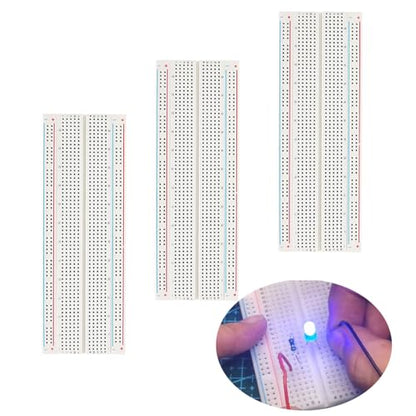 3pcs Breadboard 830 Point Solderless Prototype PCB Board Kit, Solderless Breadboard for Arduino Proto Shield Distribution Connecting Blocks.