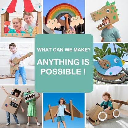 Kizzikids Cardboard Tools for Kids, Safe Cutter STEM Construction Kit - size: 149 PCS