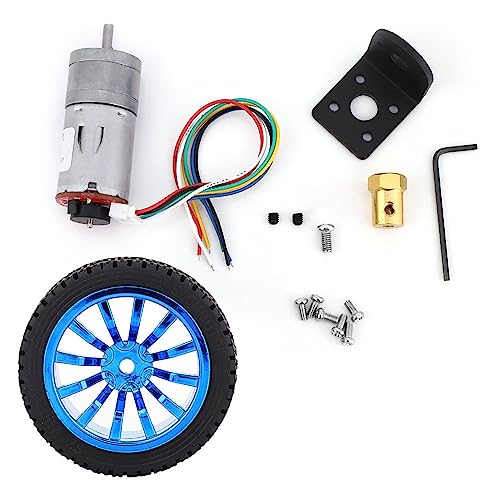 DIY Encoder Gear Motor with Mounting Bracket 65mm Wheel Kit, JGA25-371 Metal Gears DC12V for Smart Car Robot Printer Machinery Equipment (Speed 100) - size: Speed 100