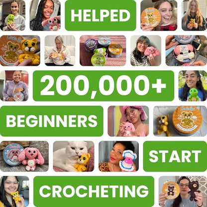 Cookie Box Crochet Kit for Beginners, Frog Mr. Ribbit - color: Green and Yellow