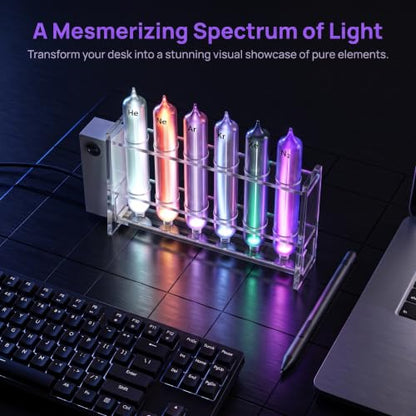 6‑Tube Rare Gas Glow Demonstration Set, He Ne Ar Kr Xe N2 Spectrum Glow Tube for Physics Science Lab Teaching Experiment Display, for Science Education, Collection, Display, Teaching