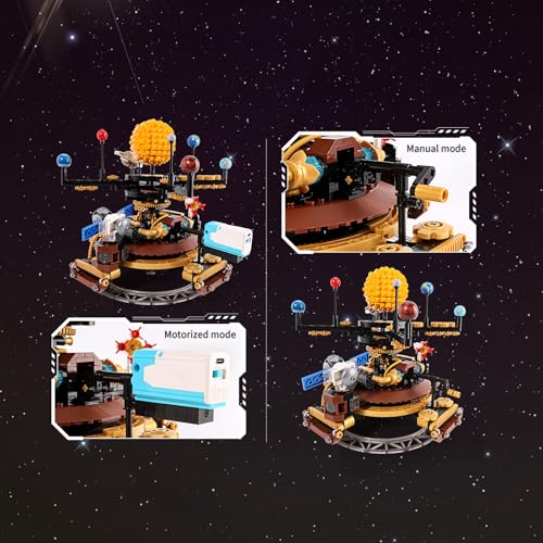 Solar System Orrery Building Set - Rotatable Planet Toys with 9 Planets & Rocket Sets, Compatible with Lego Space - Educational STEM Projects Science Astronomy Gifts for Boys & Girls Age 8-14, 946pcs