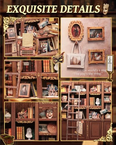 CUTEBEE Book Nook Kit, DIY Miniature House Kit for Adults, Bookshop Booknook - color: Drama Bookshop