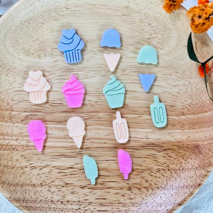 Xaekicr 7 PCS Cute Dessert Polymer Clay Cutters Set – Ice Cream, Cupcake, Cake Slice Clay Earring Cutters – DIY Polymer Clay Molds & Clay Tools for Jewelry Making - color: L color