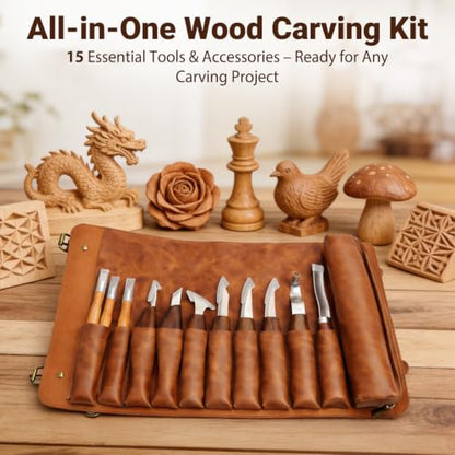 Tekchic Wood Carving Kit Deluxe-Whittling Knife, Wood Carving Knife Set - color: Brown