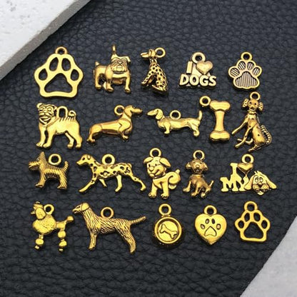WOCRAFT 60pcs Antique Gold Dogs Charms for Jewelry Making Sets DIY Necklace Bracelet Keychain Crafting Charms Kit Craft Supplies (SN858) - color: Antique Gold, size: Dogs Charms